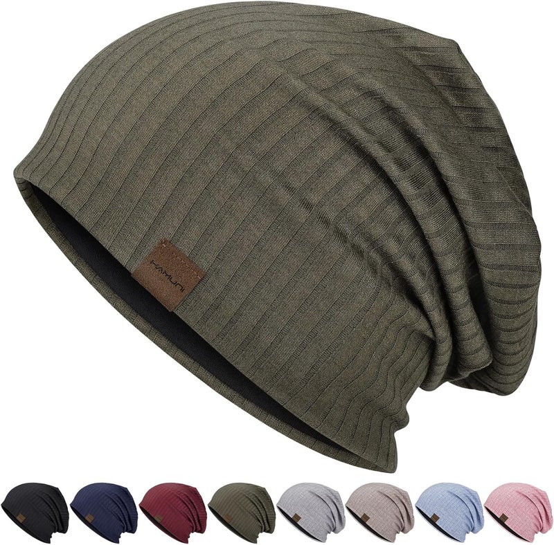 HAMUNI Slouchy Beanie for Men Women Soft Lightweight Running Beanie Hat Chemo Cap Skull Cap - Image 1